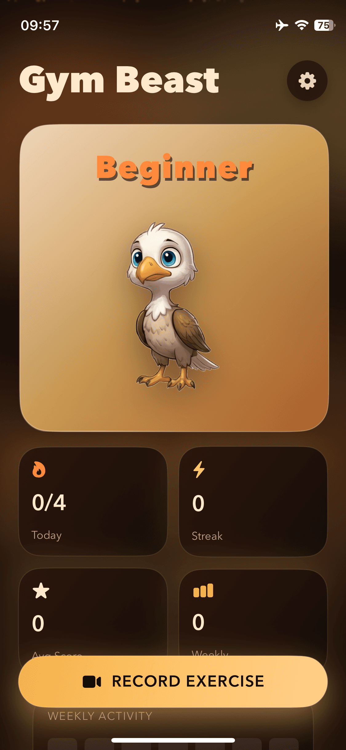 Gym Beast workout scoring screen
